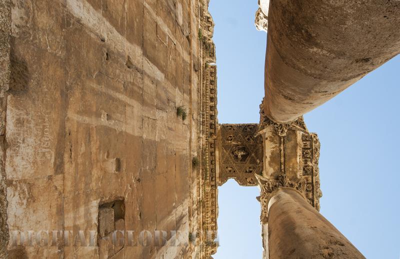 Bacco, colonnato, esteriore, scultura, Baalbek, fotografia, Libano